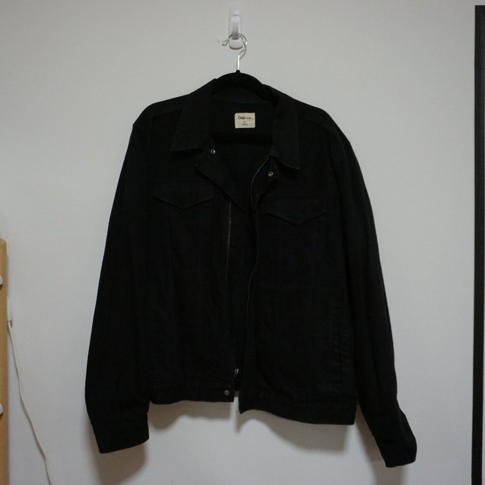 Gap - Black Jean Jacket - Zipper - XL